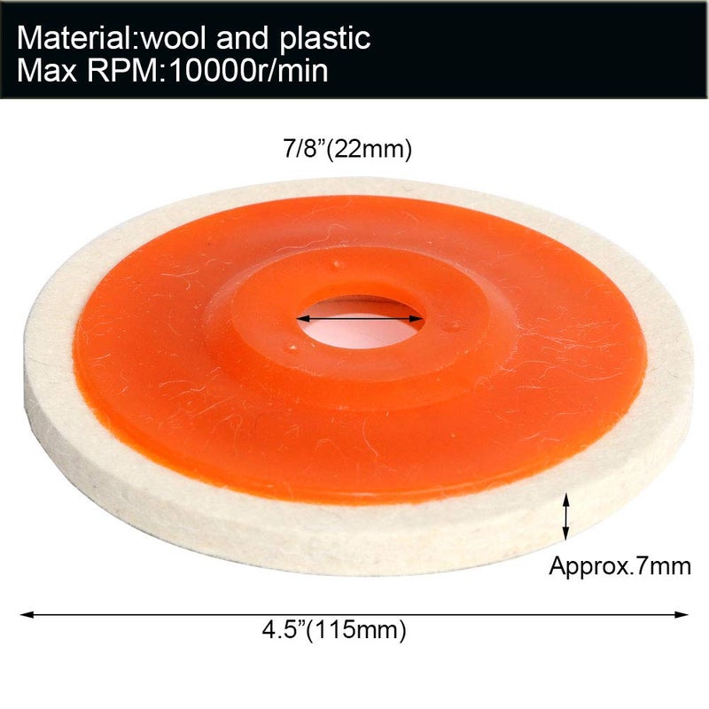 FPPO 4.5" x 7/8" Inch Wool Felt Disc Polishing Buffing Wheel Pad (4.5 inch 7pcs) - Image 2